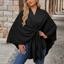 Veronika | Damen Oberteil im Cape-Stil mit Frontknoten – Schwarz
