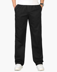 Ryan | Geradem Schnitt Freizeit Baumwolle-Hose mit Elastikbund – Schwarz