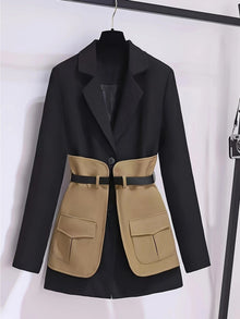 Eleganter Trenchcoat in Uni-Farbe mit Schrägtaschen für Damen | Für den eleganten Auftritt – Schwarz