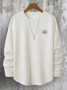 Lyman – Langarm Kapuzenpullover Mit Geometrischem Muster – Weiß