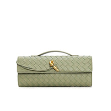 Geflochtene Damen Clutch aus Echtleder – Elegant & Vielseitig – Grün