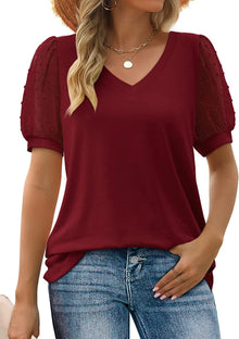 Lindsay® | Elegantes Oberteil mit Puffärmeln – Rot