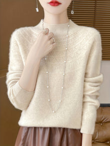 Lässiger gestrickter Pullover aus Wolle für Damen | Perfekt für lässige Tage – Beige