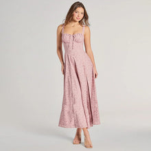 Freya | Langes Blumenkleid mit Trägern – Rose