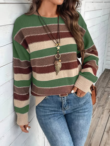 Fadina – Langärmeliger Strickpullover – Grün