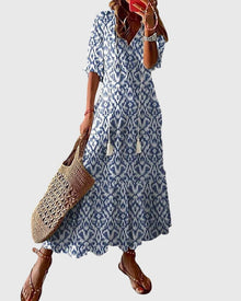 Amalia™ | Retro Bohemian Sommerkleid – Blau