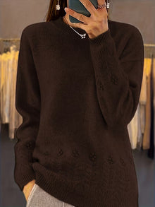 Ghizala – Pullover Mit Rundhalsausschnitt Und Blumenmuster – Kaffee