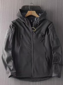 Warme Unifarbene Winddichte Outdoorjacke Mit Taschen Für Herren | Perfekt für Outdoor-Aktivitäten – Grau