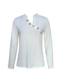 Livia | Damen Moderner Elegant Bluse | Langarm – Weiß