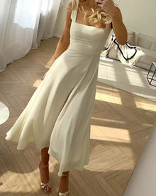 Emmachic™ – Elegantes Frauenkleid aus Leichtem Seidenmousselin – Weiß