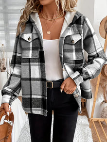 Karo | Kapuzenjacke mit Karomuster und Fleece-Futter – Tiefes Grau