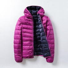 Leichte und thermische Pufferjacke Unisex - Nordika – Lila mit Marineblau