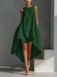 Alyna – Ärmelloses Midikleid Mit Asymmetrischem Saum – Grün
