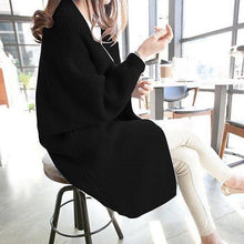 Damen Oversized Strickcardigan – Weicher, Langer Cardigan in Blau und Gelb – Bequemer Offener Grobstrick für Herbst & Winter – Schwarz