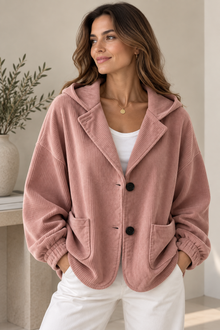 Nalina – Übergröße-Kapuzen Jacke Aus Cord – Rosa