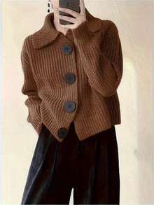 Amy – Lässiger Langarm Pullover – Kaffee