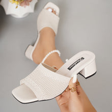 Haisley - Strick-Riemchensandalen mit Blockabsatz und offener Zehenpartie – Weiß