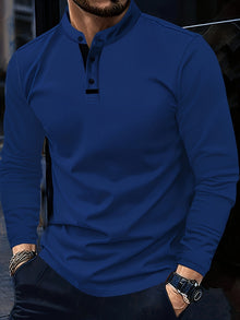Tselmeg - Langärmliges Polo Hemd – Marineblau