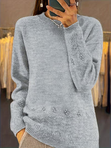Ghizala – Pullover Mit Rundhalsausschnitt Und Blumenmuster – Grau