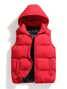 Isaac | Leichter Körperwärmer Herren Winter Steppweste mit Kapuze – Rot