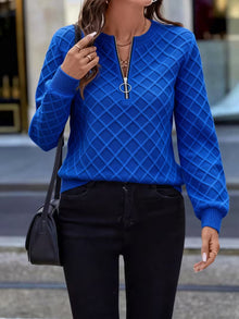 Juliet – Langärmliges Sweatshirt mit Strukturiertem Reißverschluss am Kragen – Blau