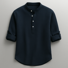 Thorne - Softtouch-Hemd mit Knopfleiste – Marineblau