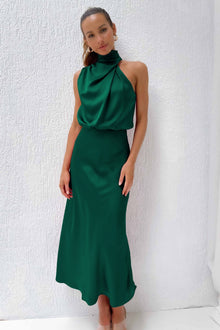 Theodosia - Drapiertes Maxikleid – Petrol