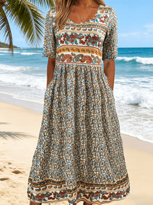 Jeeni – Kurzärmeliges Kleid Mit Blumenmuster – Grau