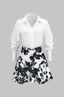 Klara | Elegantes Zweiteiler-Set mit Bluse & Faltenrock – Weiß