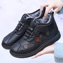 Orthopädische Winterschuhe mit Stickereimotiv - Indigo – Schwarz
