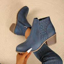 Greta | Damen Stiefeletten zum Hineinschlüpfen mit seitlichem Reißverschluss – Blau