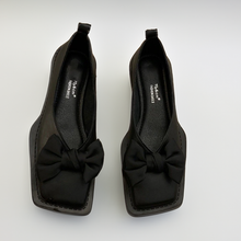 Caramina - Stilvolle Hahnentritt-Ballerinas mit Schleife Damen – Schwarz