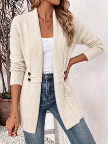 Linsey - Elegante Strick Jacke Mit Offener Vorderseite – Aprikose