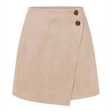 Damen asymmetrischer Rock aus Veloursleder – Beige