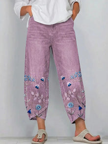 Giada - Bedruckte Relaxed-Fit-Jeans – Lila