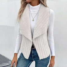 Liriane | Elegante Strickweste mit Wasserfallkragen – Weiß