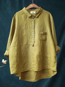 Vega | Oversized Leinen-Bluse – Gelb