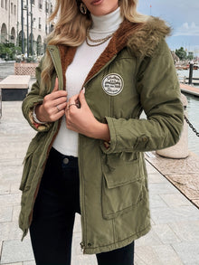 Damen Eleganter Fleece Parka Wintermantel mit Veganem Fell für Damen | Ideal für den Winter – Grün
