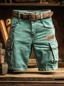 Herren Retro Outdoor Ripstop Mehrzweck-Cargoshorts – Grün