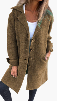Karin | Damen Stylischer Button-Front Mantel im Relaxed Fit – Braun
