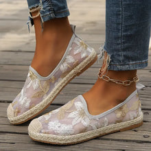 Nyssa | Lässige Espadrilles Spitze Mesh Slip-On flach – Beige