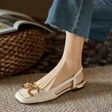 Slingback-Ballerinas mit Zierkette | Flacher Absatz | Elegante Form – Weiß
