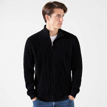 Lukas | Klassischer Strickpullover mit Half-Zip – Schwarz