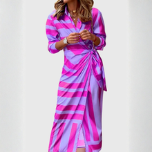 Gudrun | Damen Gestreiftes Wickel Midi Kleid – Lila