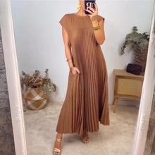 Nessa® | Leichtes und frisches Plisseekleid – Braun