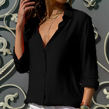 Odelia - Langärmlige Satinbluse für Damen – Schwarz