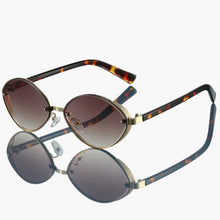 Damen Sonnenbrille mit ovalem Metallrahmen und UV400-Schutz – Goldtee