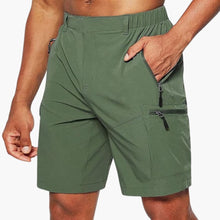 Herren Cargo Shorts mit Reißverschlusstaschen und Ripstop-Gewebe – Grün