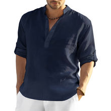 Andrew - Herren-Leinenhemd – Marineblau