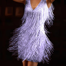 Mégane - Damenkleid mit Fransen für Cocktailabende – Violett